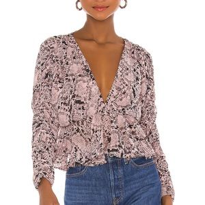 MISA Los Angeles Kesara Pink/Black Snake Print Top